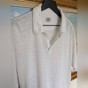 Faherty Linen Classic White Cream Polo Shirt